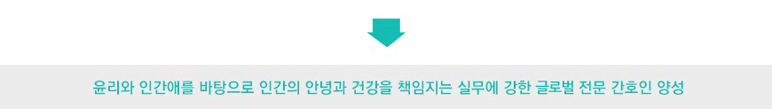 윤리와 인간애를 바탕으로 인간의 안녕과 건강을 책임지는 실무에 강한 글로벌 전문 간호인 양성